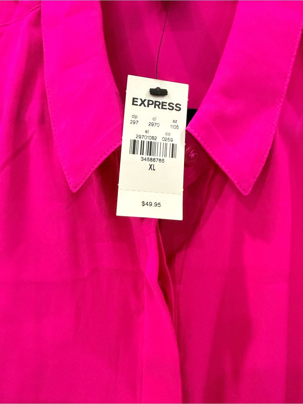 Express women’s  Button-Up Shirt in Bright Fuchsia Pink XL NWT - Picture 3 of 7